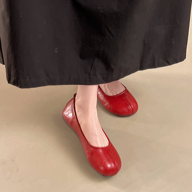 Comfortable Ballet Flats for Women - Soft Leather Low Heel Flat Pumps
