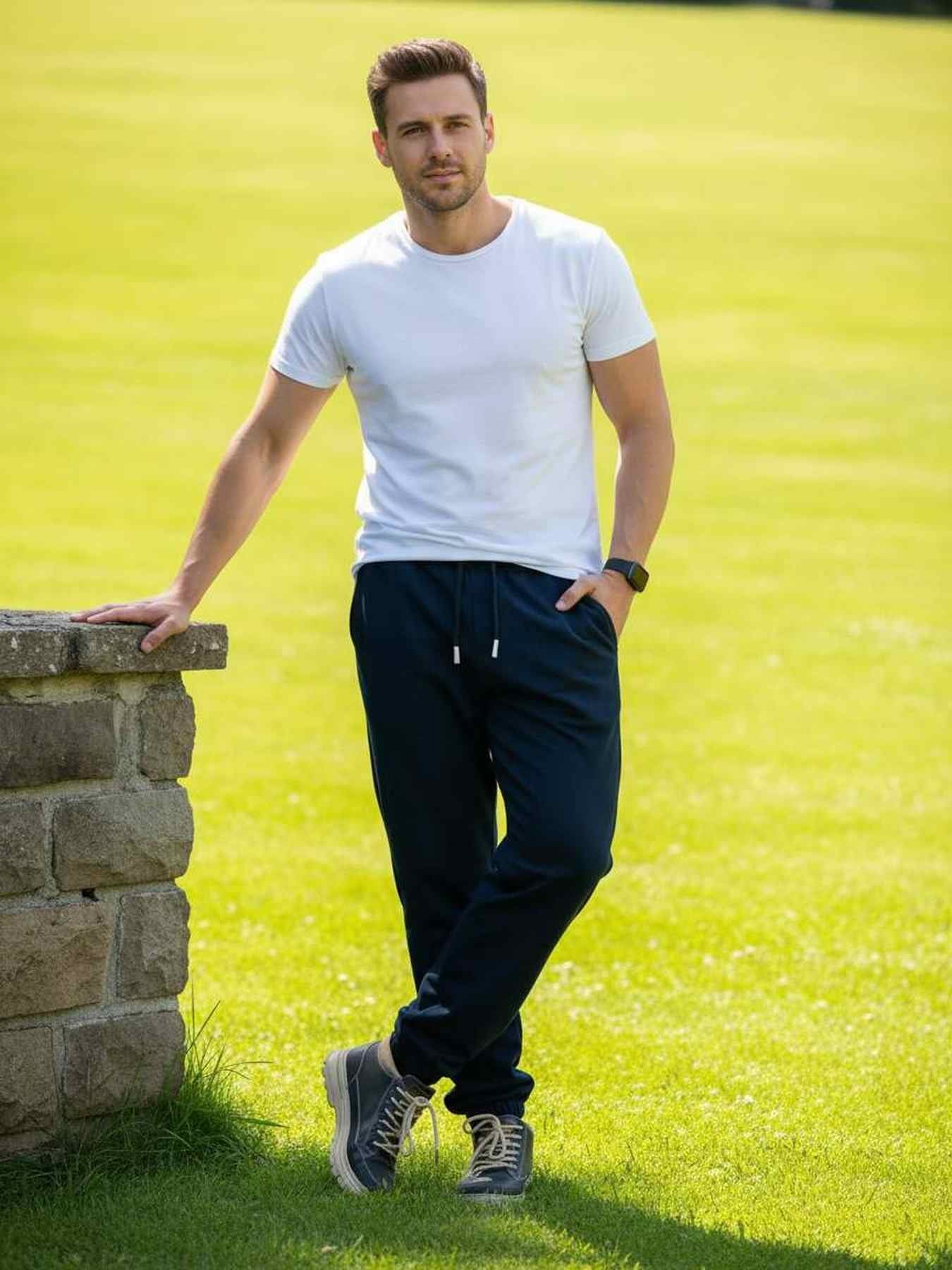 Men's Anti-Wrinkle Casual Pants, Long & Straight Fit