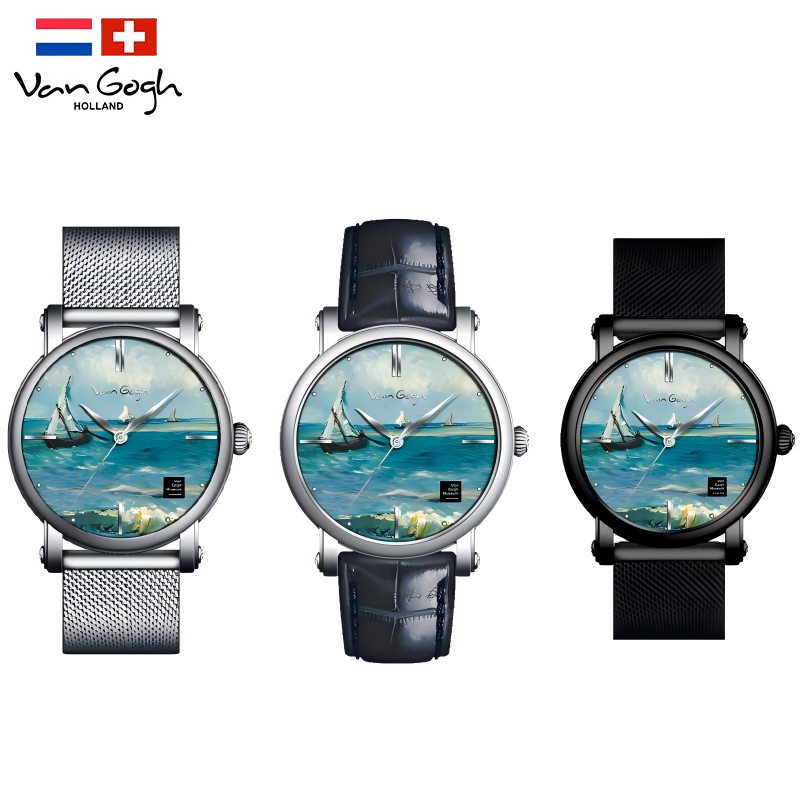 Stylish Quartz Wrist Watch with Seascape Design