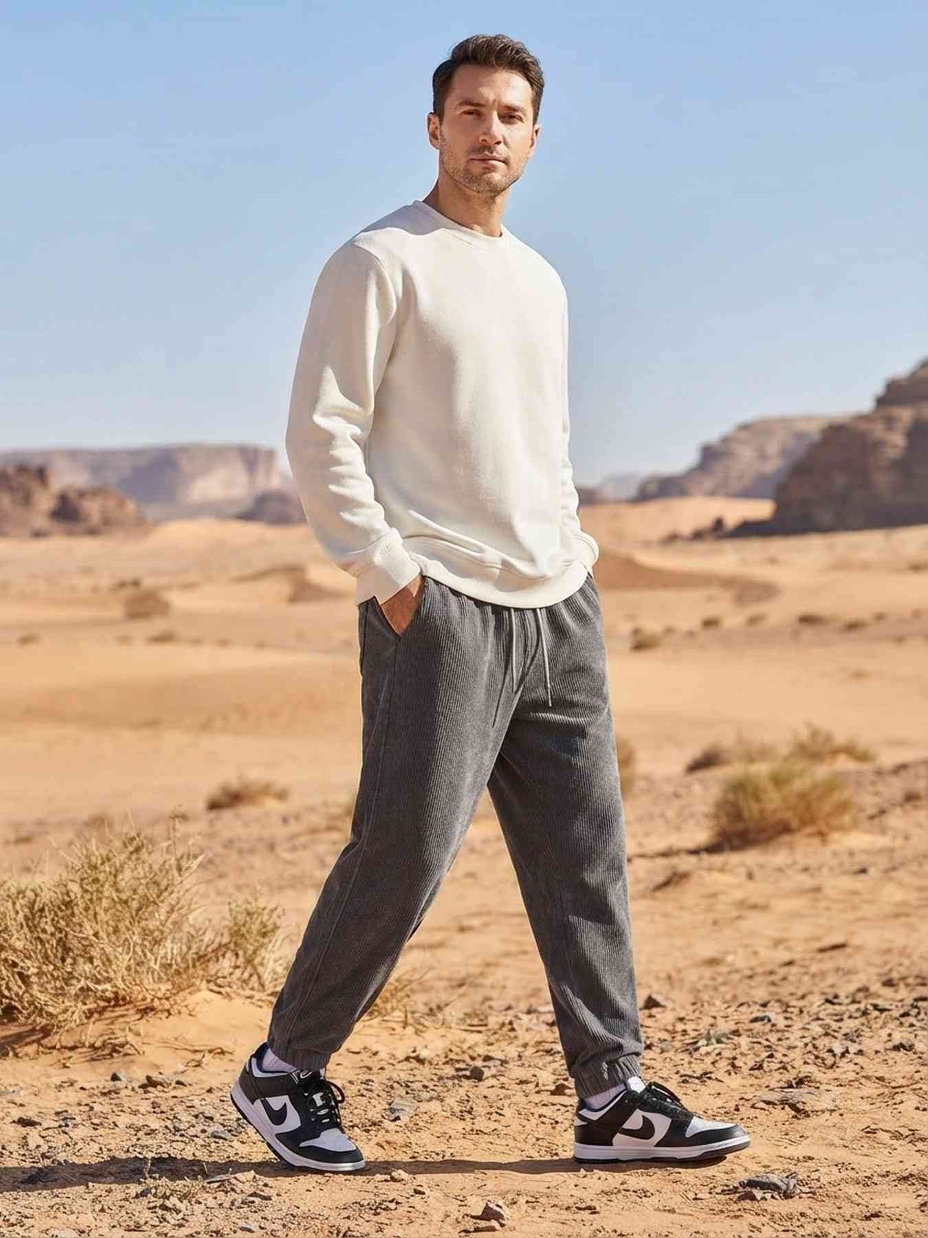 Men's Anti-Wrinkle Casual Pants - Stretchy & Comfortable
