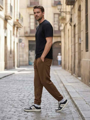 Men's Anti-Wrinkle Corduroy Pants, Long Straight Fit, 9-Inch Length, Tight-Fitting Casual Wear