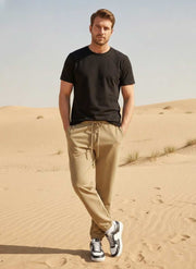 Men's Casual Pants with Anti-Wrinkle Fabric, Stretchy Fit, 97% Polyester