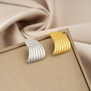Elegant Fan-Shaped Earrings for Women - 18K Gold Stainless Steel