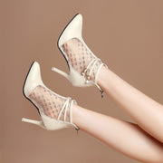 High Heel Mesh Ankle Boots