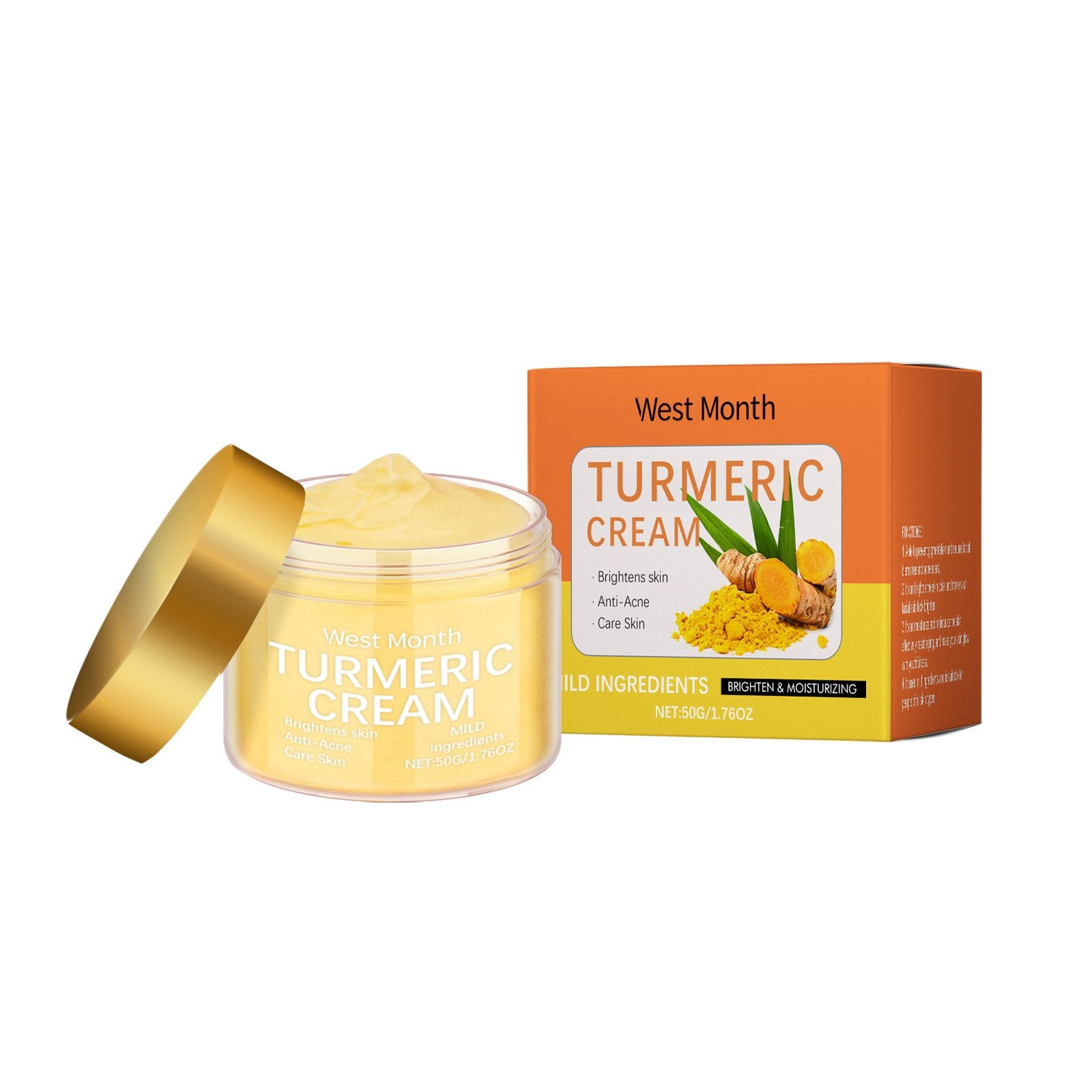 Turmeric Hydrating Moisturizing Cream for Dry Skin, No-Makeup Look