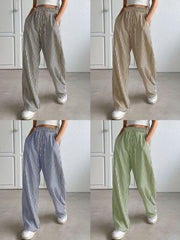 Striped Wide Leg Casual Pants for Women