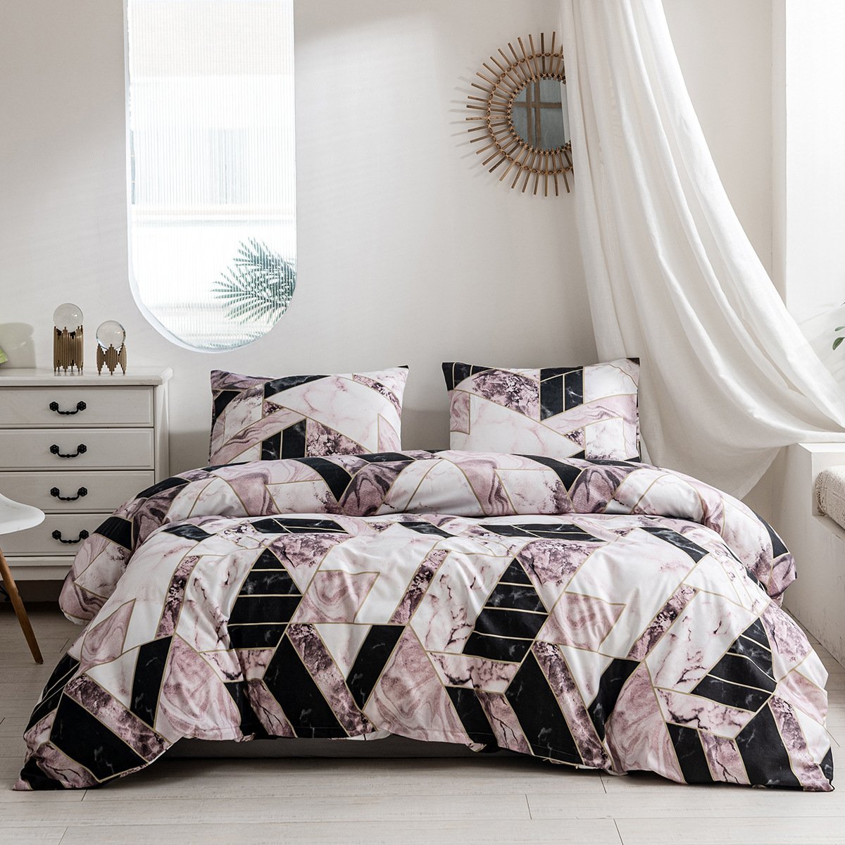 Geometric Marble Duvet Cover 3 Piece Set