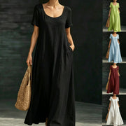 Casual U-Neck Maxi Dress for Women