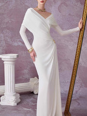 Timeless V-Neck Column Maxi Evening Dress