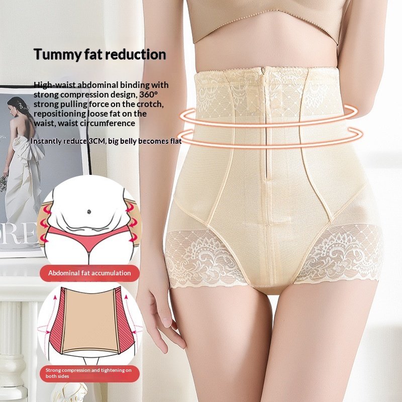 High Waist Zipper Postpartum Shaping Pants for Women, Plus Size Belly Flattening Underwear