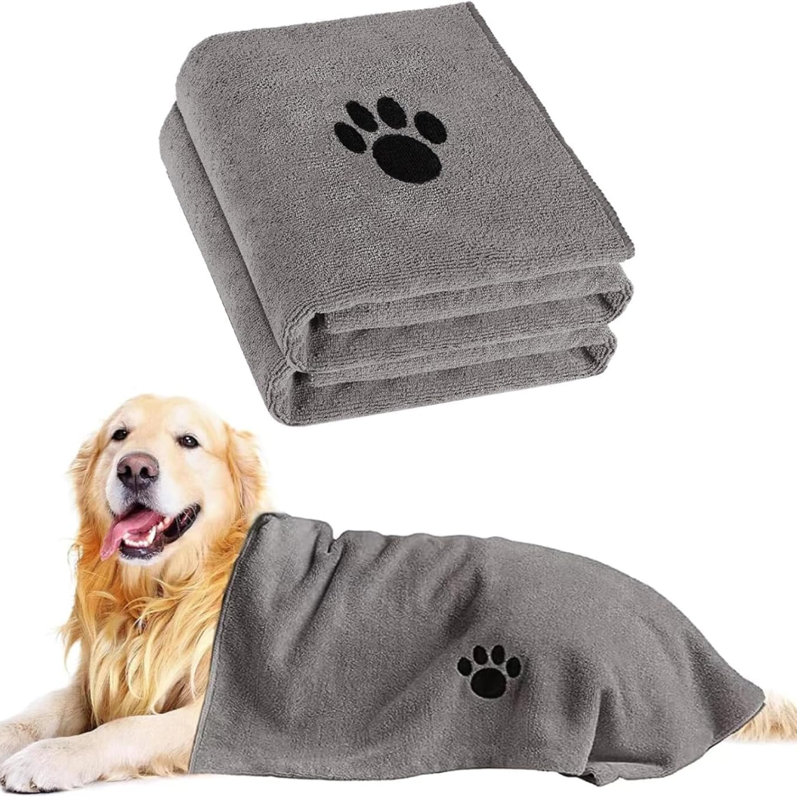 2-Pack Dog Drying Towels - Super Absorbent & Soft