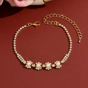 Elegant Floral Pearl Tennis Bracelet