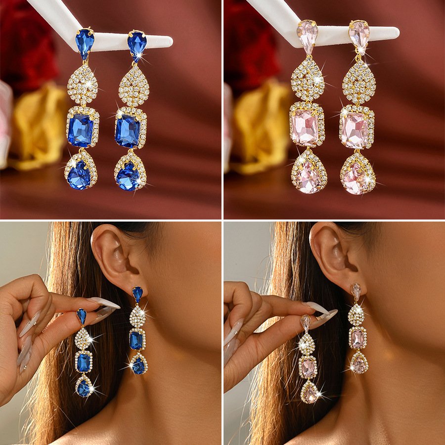 Eco-Friendly Crystal Earrings For Women - Light Luxury Water Drop Style