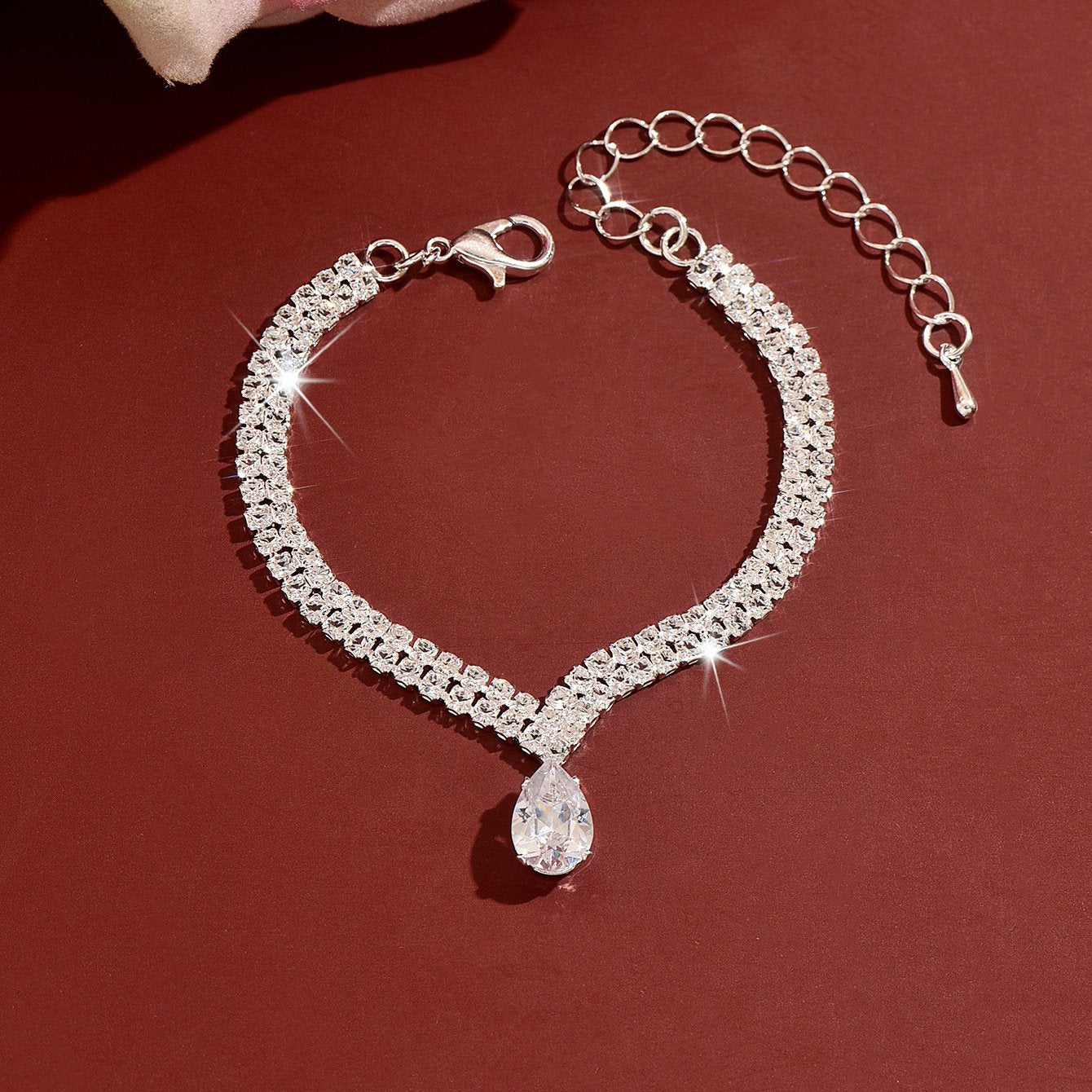 Eco-Friendly Water Drop Crystal Bracelet - Adjustable Double-Layer Style