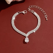 Eco-Friendly Water Drop Crystal Bracelet - Adjustable Double-Layer Style