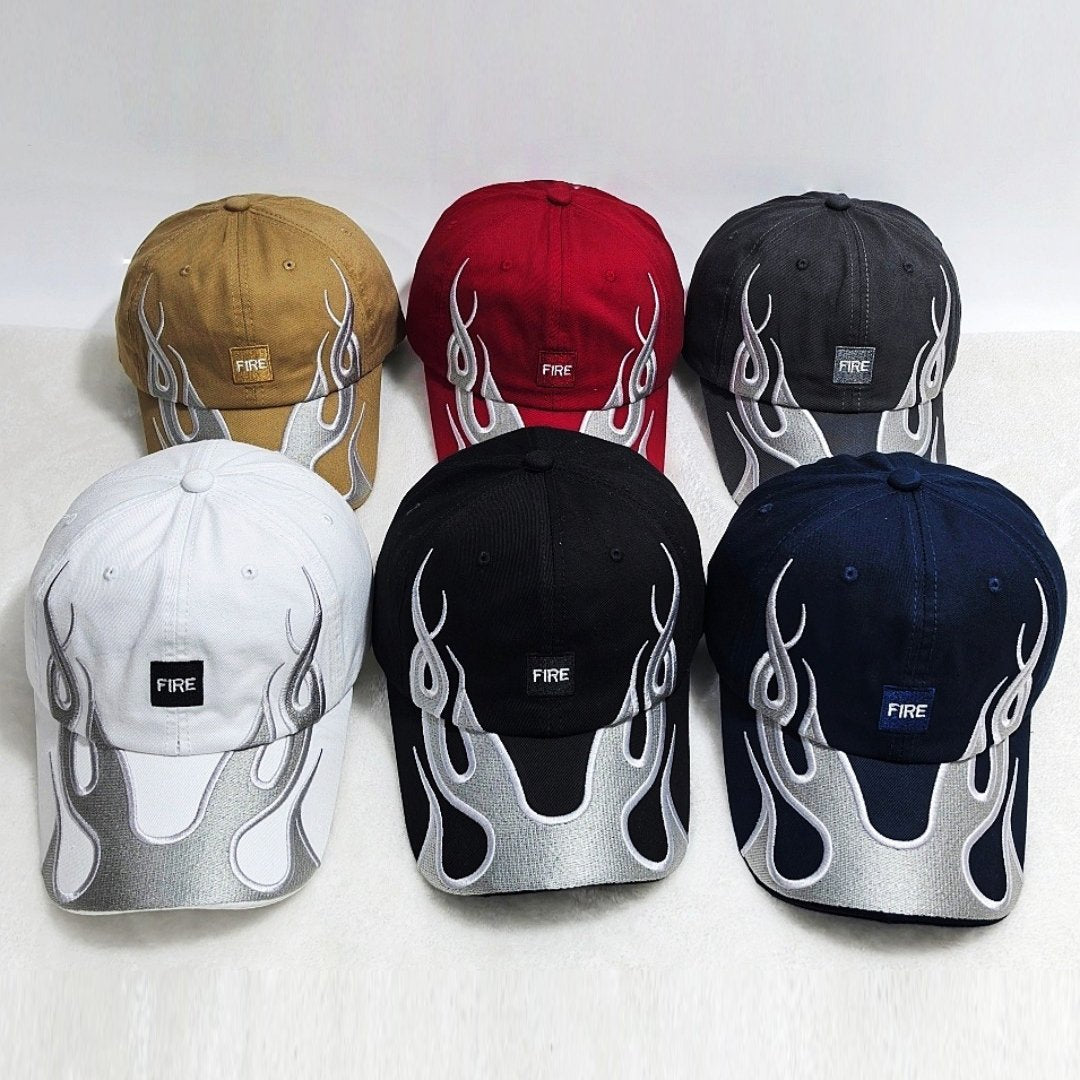 Retro Flame Baseball Cap - Street Style Casual Hat