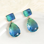Mid-century Earrings with Gradient Cubic Zirconia
