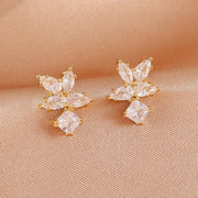 3-Tone Gold Rhodium Rose Gold Plated Bridal Earrings Set