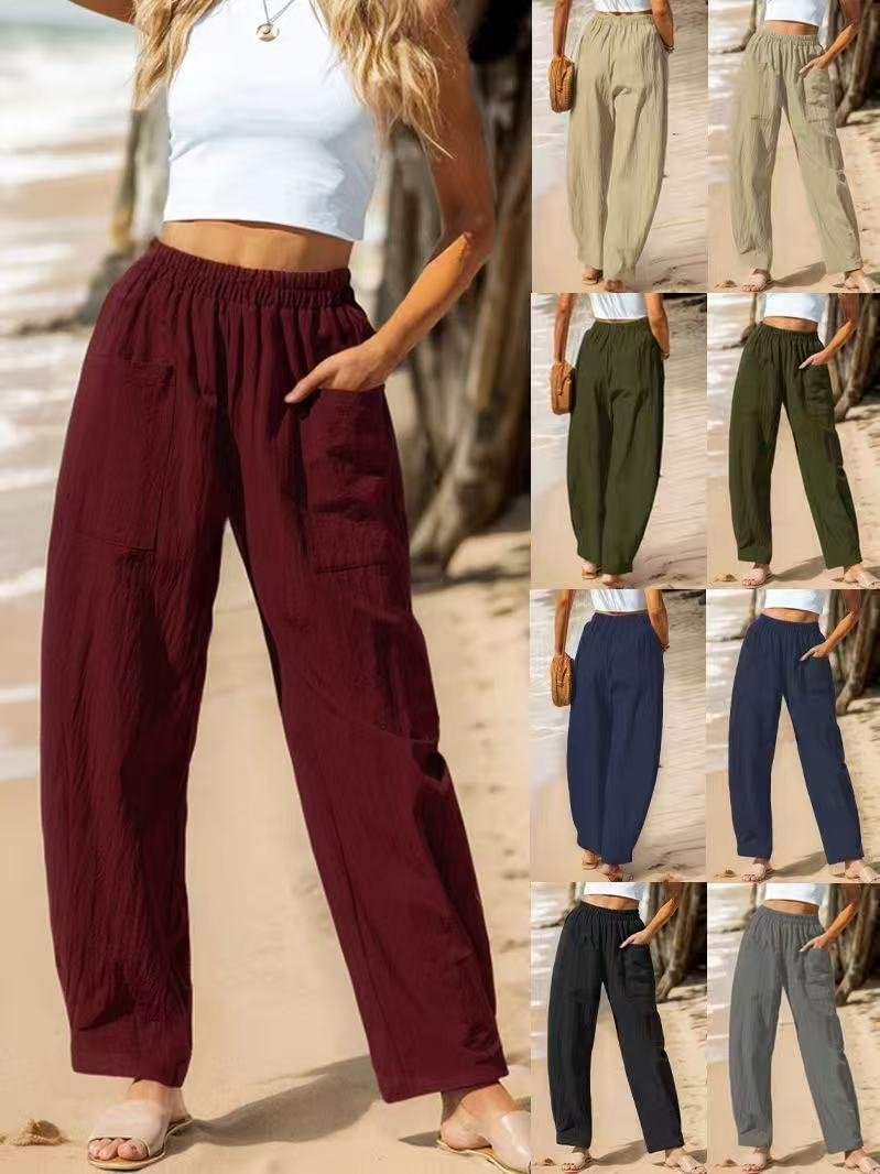 New Spring & Summer Wide Leg Pants for Women - Elastic Waist Casual Vacation Style