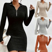 Winter Knit Dress with Cinched Waist