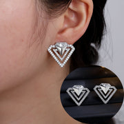 Elegant Geometric Earrings with Zircon Inlay
