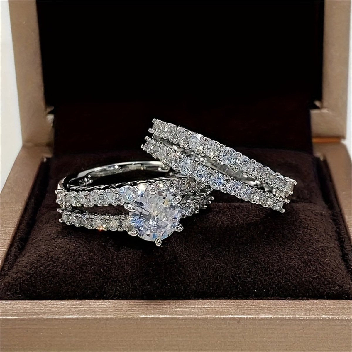 Double-Layer Zircon Engagement Ring For Women