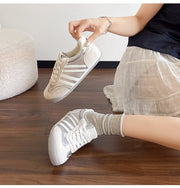 Spring White Ballet Flats Sneakers for Women - Casual Trendy Low Heel Flats