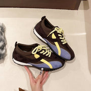 Women's Retro Color Block Lace-Up Sneakers