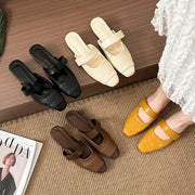 Slope Heel Slippers for Women - Comfortable Woven Outerwear Shoes