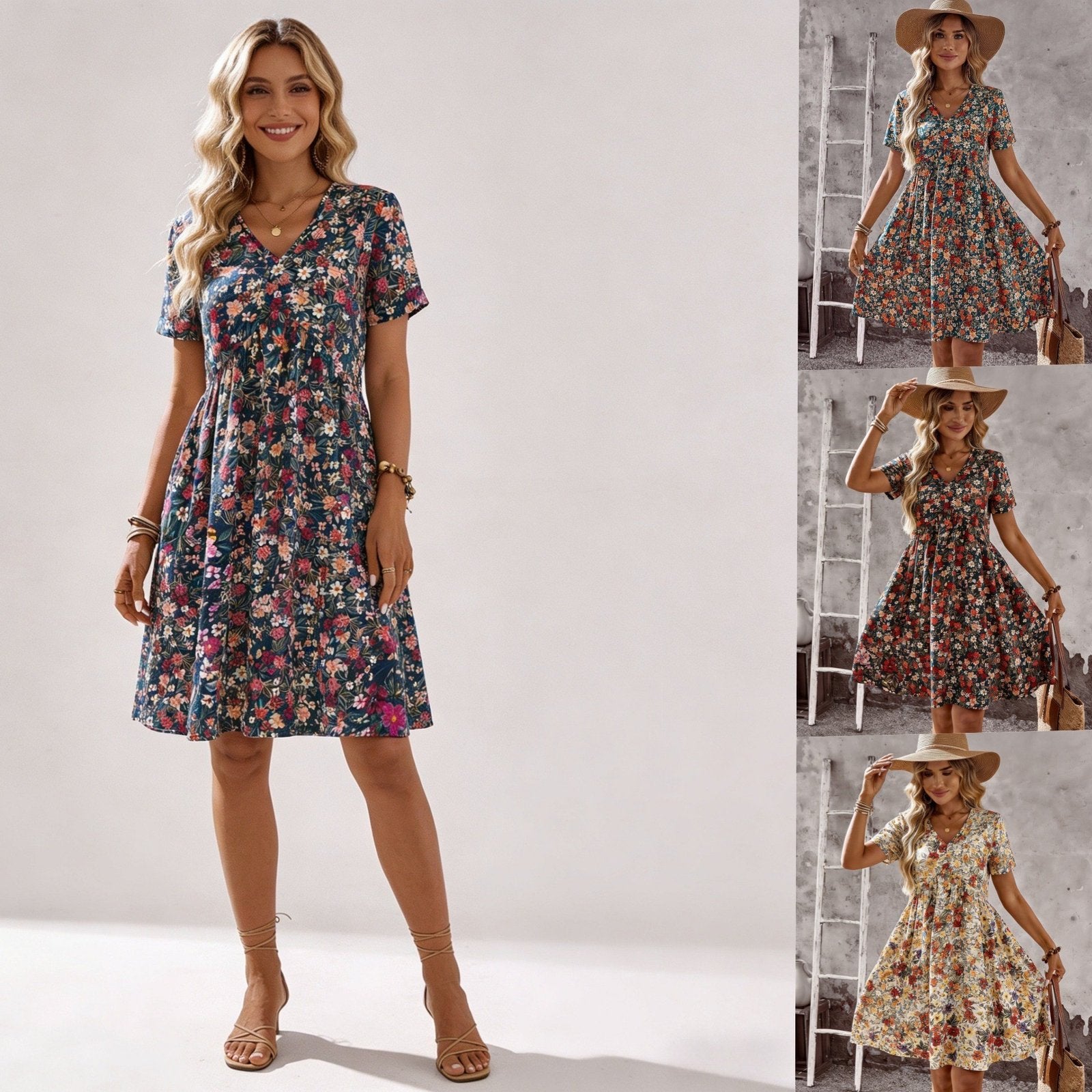 Boho Floral V-Neck Summer Dress