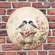 Chinese Style Bird & Flower Yard Decor Sign 8x8in