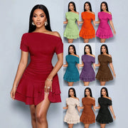 Summer Off-Shoulder Ruffle Hem Dress