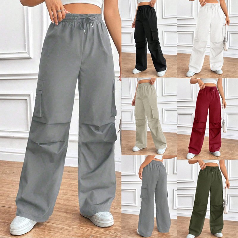 Loose Commuter Work Pants for Women - High Waist Cover Bag Design