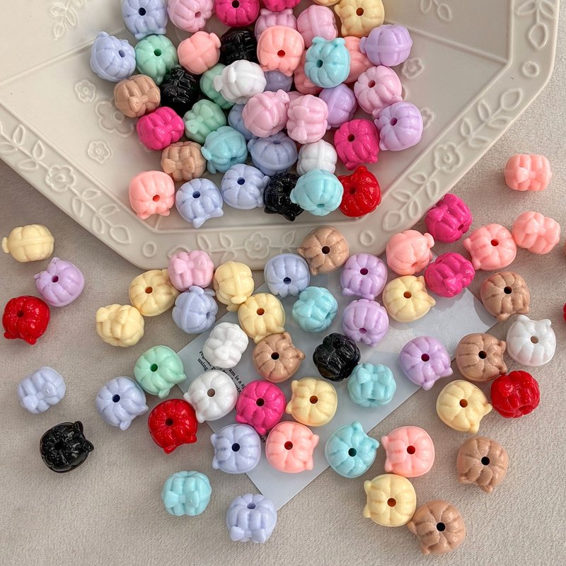 Pastel & Bright Acrylic Pumpkin Bow Beads for DIY Jewelry