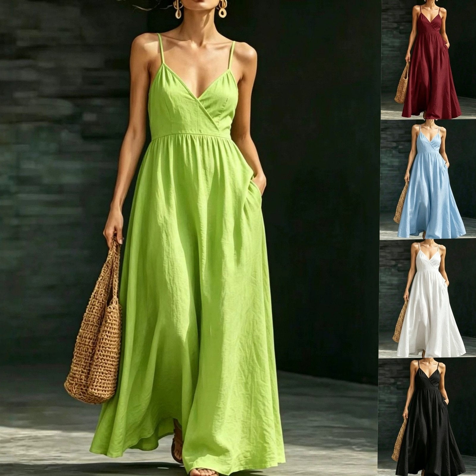 Elegant V-Neck Maxi Dress for Women