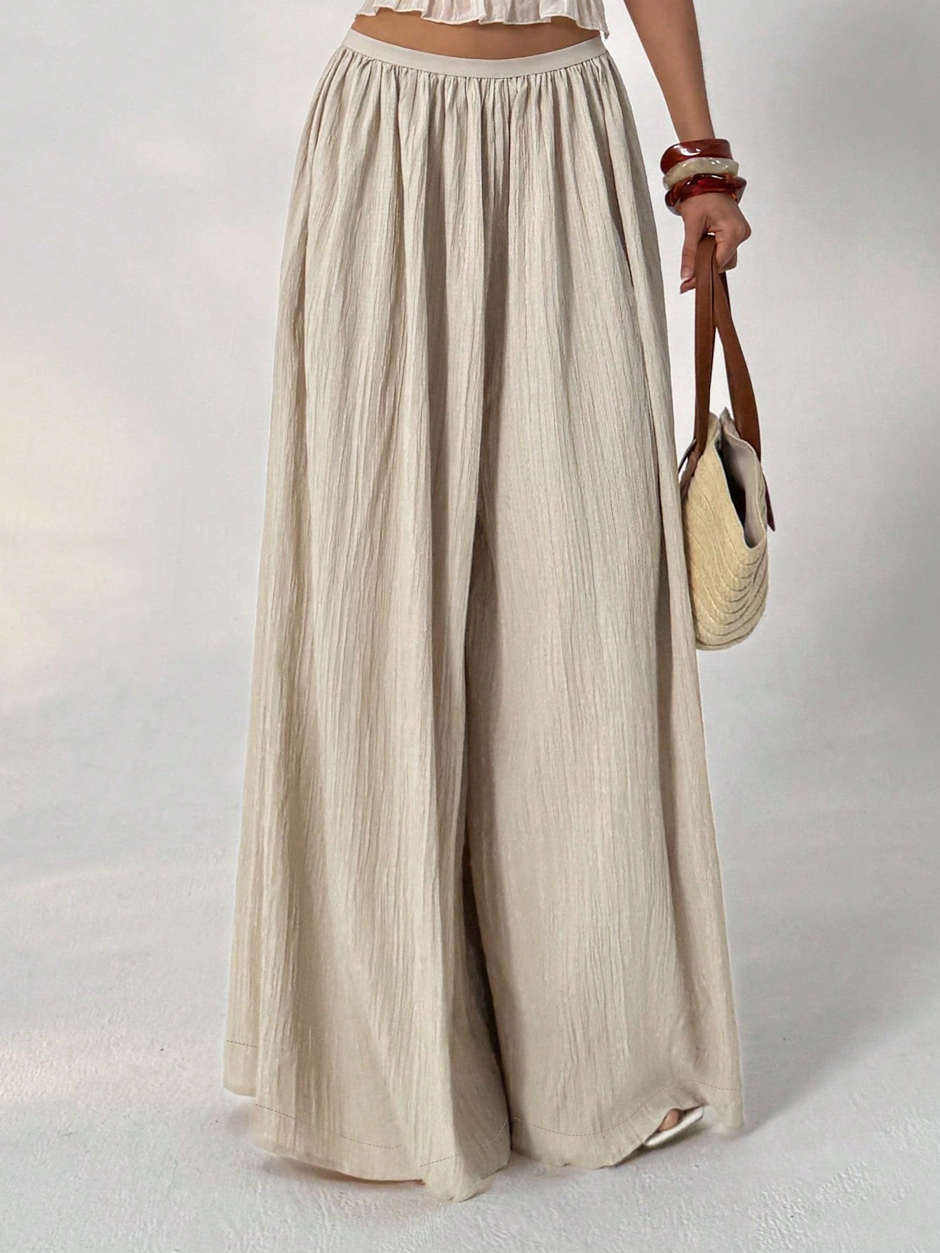 Wide Leg Solid Color Pants for Women