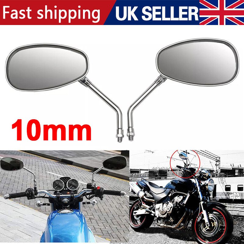 Universal 10mm Motorcycle Rearview Mirrors with Adjustable Angle