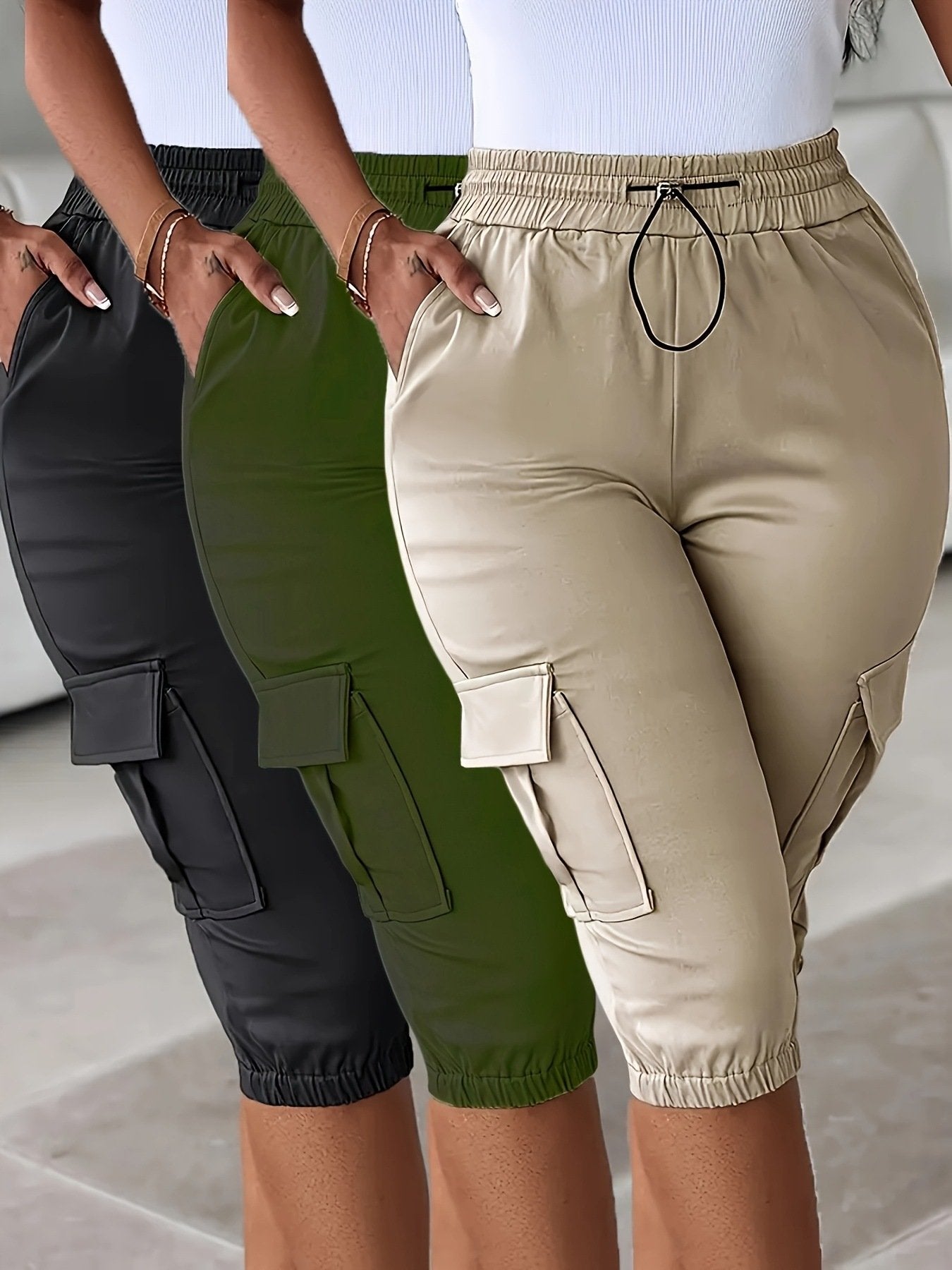 Elastic Waist Casual Shorts for Women