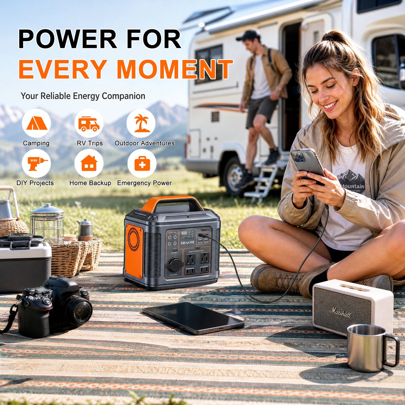 Portable Power Station 296Wh Solar Generator with Fast Charging