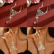 Gold Plated Hand Chain With CZ Ring, Perfect Party Accessory