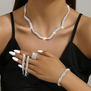 Elegant 4-Piece Rhinestone Jewelry Set - Personalized