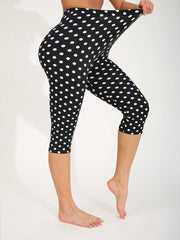 High-Waisted White Polka Dot Yoga Pants for Women