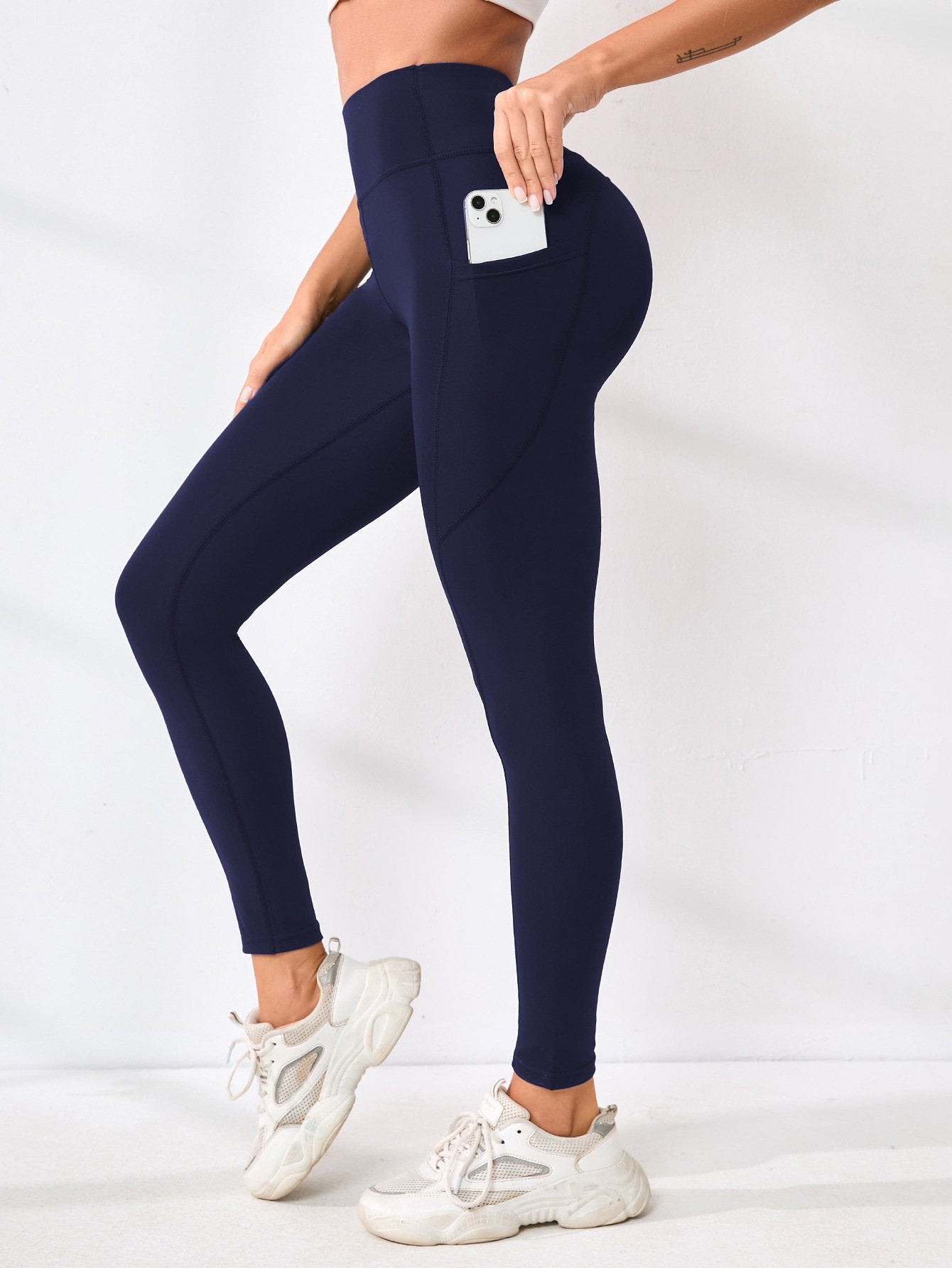 High-Waisted Yoga Pants for Women - Solid Color Splicing Fitness Leggings
