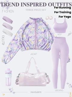 Lavender Women's 3-Piece Yoga Set