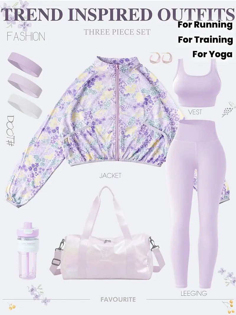 Lavender Women's 3-Piece Yoga Set