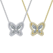 Dual Tone Sterling Silver Moissanite Butterfly Necklace