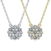 Sterling Silver Moissanite Cluster Necklace, D Color VVS1, GRA Certified