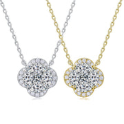 Dual-Tone Sterling Silver Moissanite Clover Necklace, 45cm
