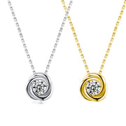 Dual Tone S925 Sterling Silver Moissanite Spiral Necklace