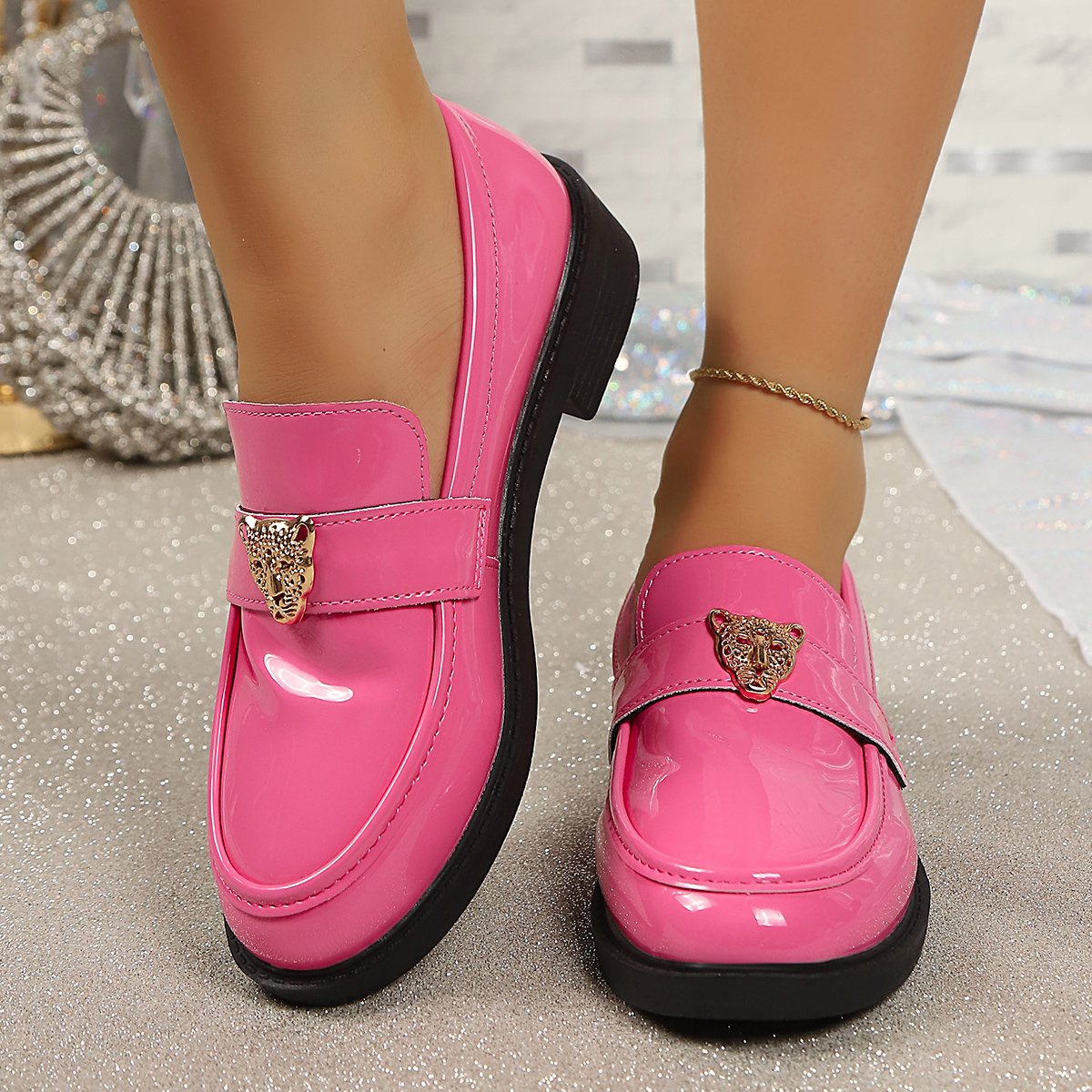 Vintage British Style Patent Oxford Flats for Women